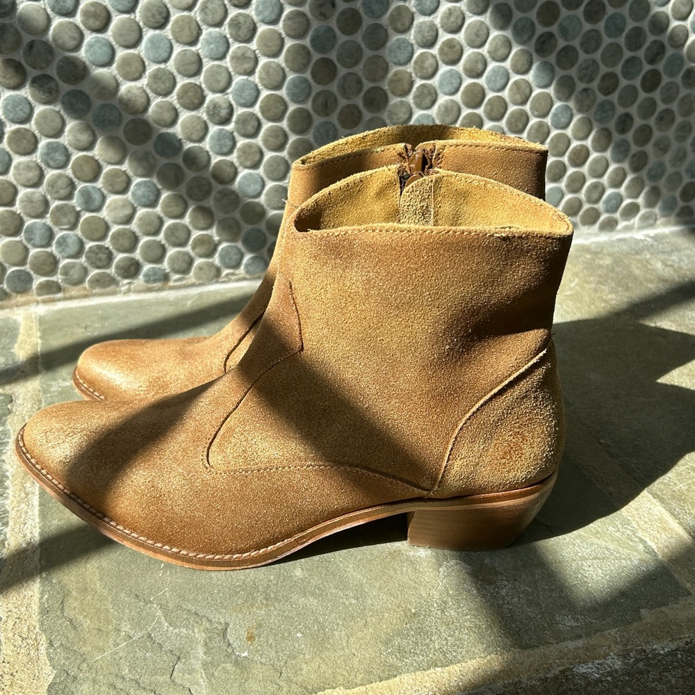 Tan Suede Ankle Boots Excellent Condition